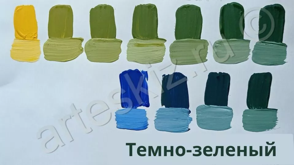 Как смешать темно-зеленый цвет