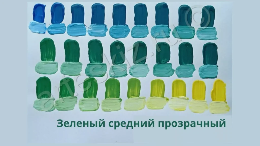 Как смешать зеленый средний прозрачный цвет