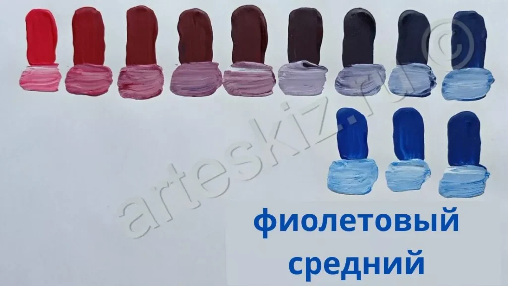 Как смешать фиолетовый средний цвет