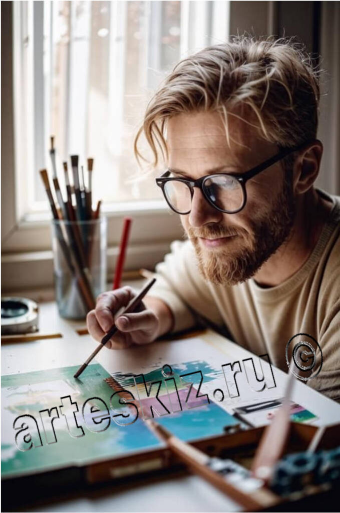 Мужчина регулярно занимается рисованием и получает от этого пользу