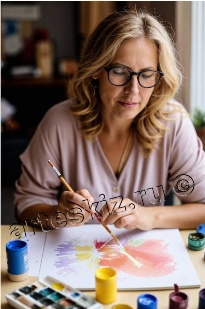 Благодаря занятиям живописью женщина забыла о своих заботах и тревогах