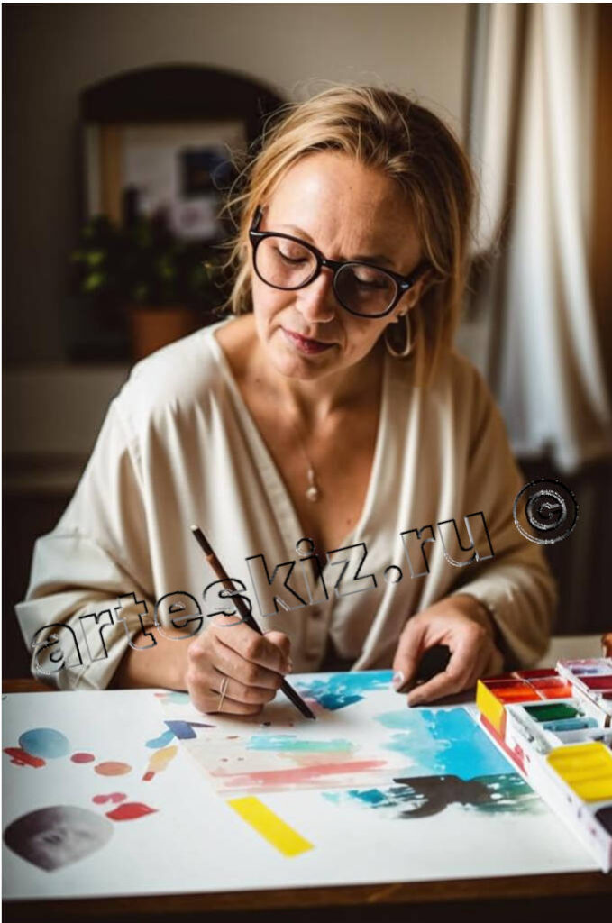 Женщина сосредоточена на рисовании, и поэтому ее тревога уменьшается